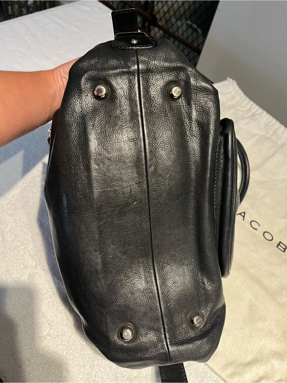Marc Jacobs Black Leather Hobo Handbag